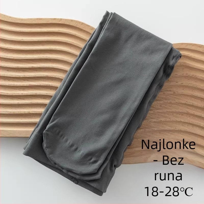 Ženske legice s fleecem, svijetlosive, 3/4 dužine, plus veličina, ton kože