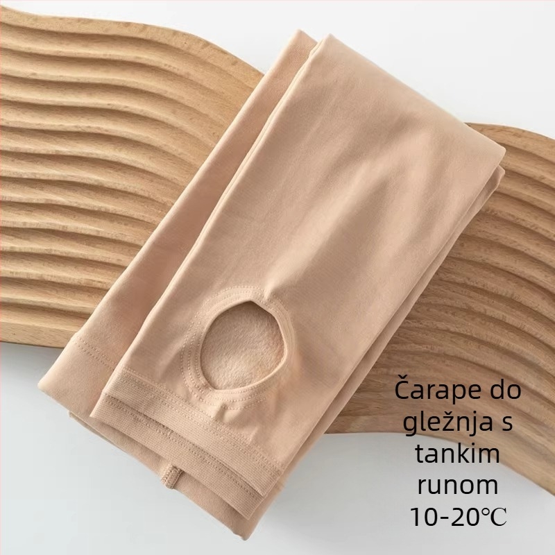 Ženske legice s fleecem, svijetlosive, 3/4 dužine, plus veličina, ton kože