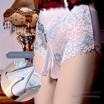 Muške gaćice od čipke s džepom, srednja visina, najlon čipka, pamuk podstava