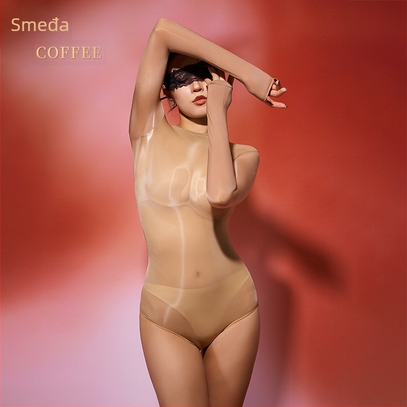 Plus-size svilenkasta sjajna bodystocking s pet prstiju, seksi prozirni kupaći set, sjajne trokutaste gaćice