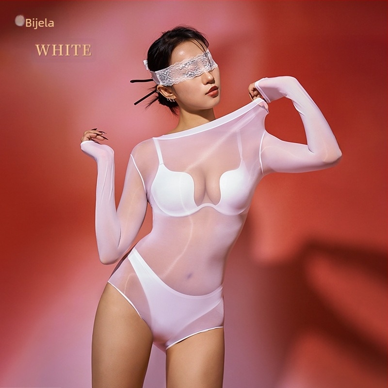 Plus-size svilenkasta sjajna bodystocking s pet prstiju, seksi prozirni kupaći set, sjajne trokutaste gaćice