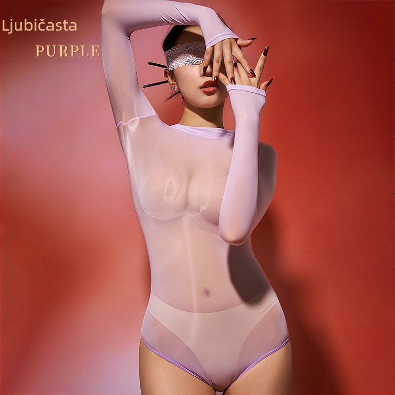 Plus-size svilenkasta sjajna bodystocking s pet prstiju, seksi prozirni kupaći set, sjajne trokutaste gaćice