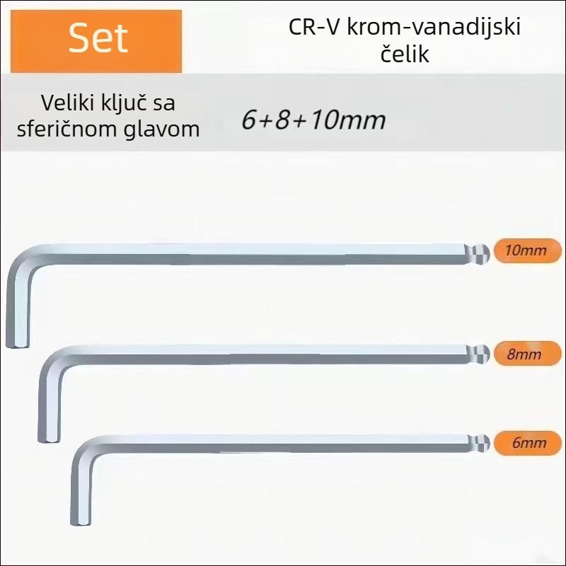 Set imbus ključeva s unutarnjim šesterokutom, L-oblik kuglične glave