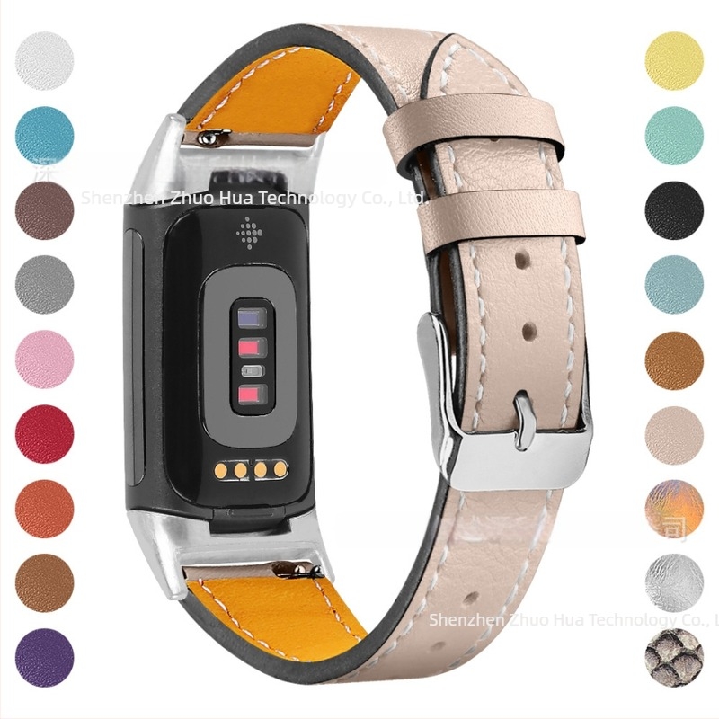 Kožna narukvica za sat 18 mm, kompatibilna s Fitbit Charge6/Charge5, 35 g, prvi sloj teleće kože, lansirano 2021.