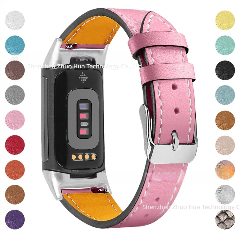 Kožna narukvica za sat 18 mm, kompatibilna s Fitbit Charge6/Charge5, 35 g, prvi sloj teleće kože, lansirano 2021.
