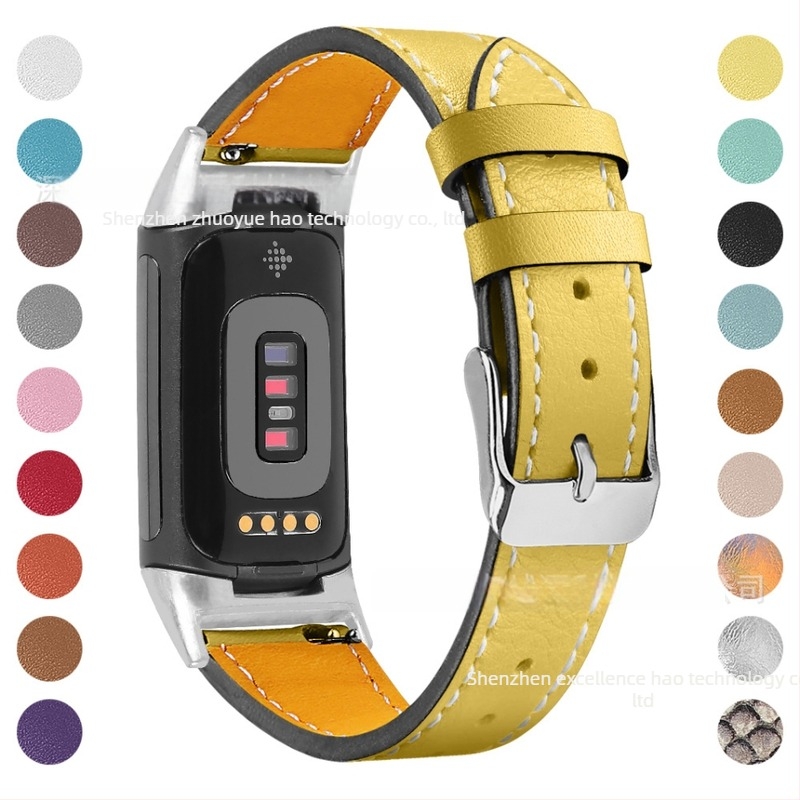 Kožna narukvica za sat 18 mm, kompatibilna s Fitbit Charge6/Charge5, 35 g, prvi sloj teleće kože, lansirano 2021.