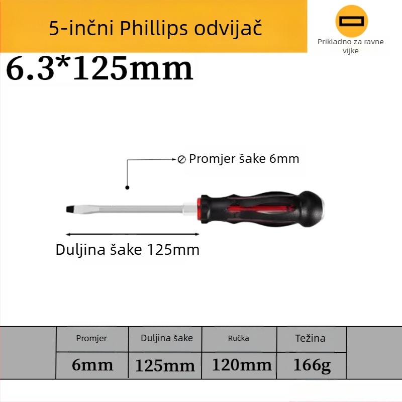 Skup šrafcigala s magnetskim krom-vanadijem čelika, križna i ravna glava, PP/TPR držač