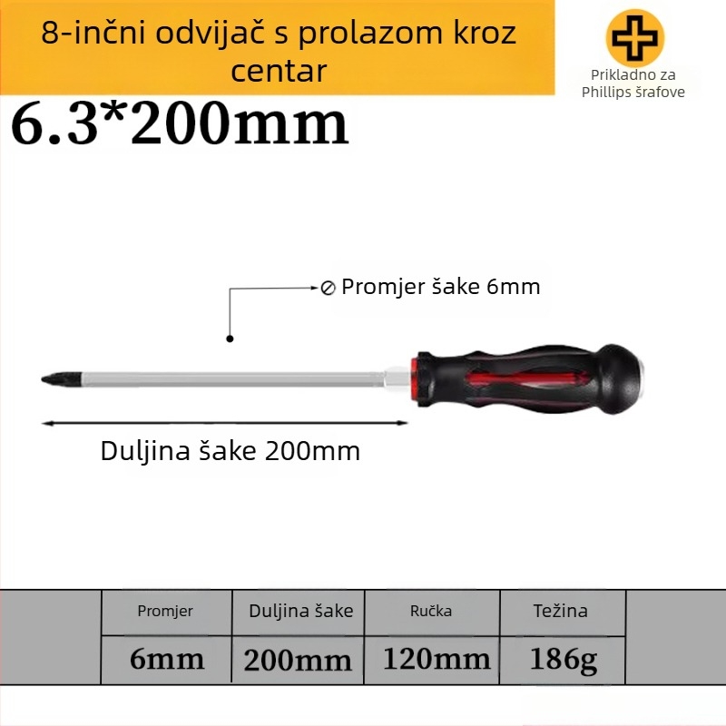 Skup šrafcigala s magnetskim krom-vanadijem čelika, križna i ravna glava, PP/TPR držač
