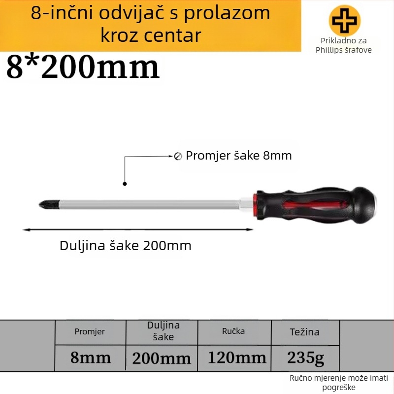 Skup šrafcigala s magnetskim krom-vanadijem čelika, križna i ravna glava, PP/TPR držač