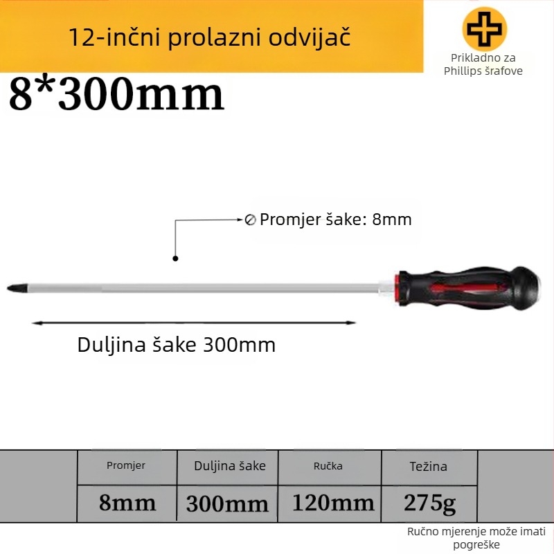 Skup šrafcigala s magnetskim krom-vanadijem čelika, križna i ravna glava, PP/TPR držač