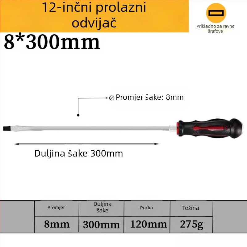 Skup šrafcigala s magnetskim krom-vanadijem čelika, križna i ravna glava, PP/TPR držač