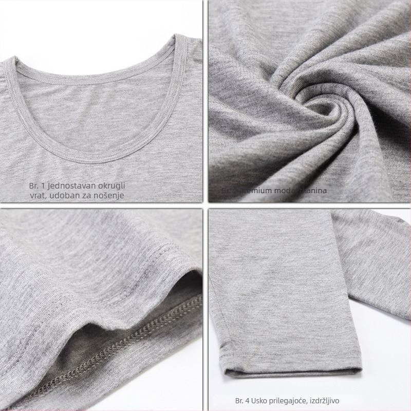 Muški dugi rukav od modalnog materijala, okrugli izrez, jednobojni, 95% modal, težina 181–200 g/m2