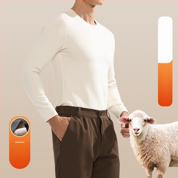 Muški termalni set od viskoze s baršunastom podstavom, ekstra debeli, okrugli ovratnik, dugi rukavi, gornji dio i hlače