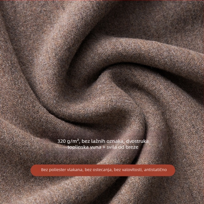 Muški termalni set od viskoze s baršunastom podstavom, ekstra debeli, okrugli ovratnik, dugi rukavi, gornji dio i hlače