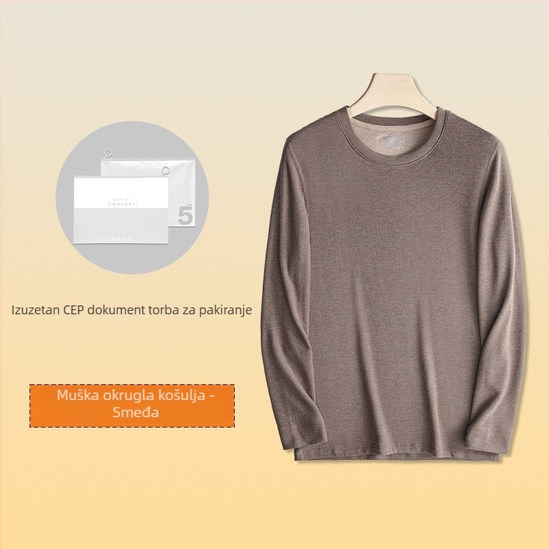 Muški termalni set od viskoze s baršunastom podstavom, ekstra debeli, okrugli ovratnik, dugi rukavi, gornji dio i hlače