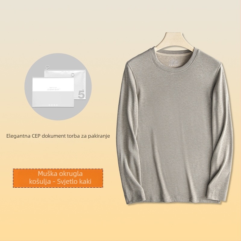 Muški termalni set od viskoze s baršunastom podstavom, ekstra debeli, okrugli ovratnik, dugi rukavi, gornji dio i hlače