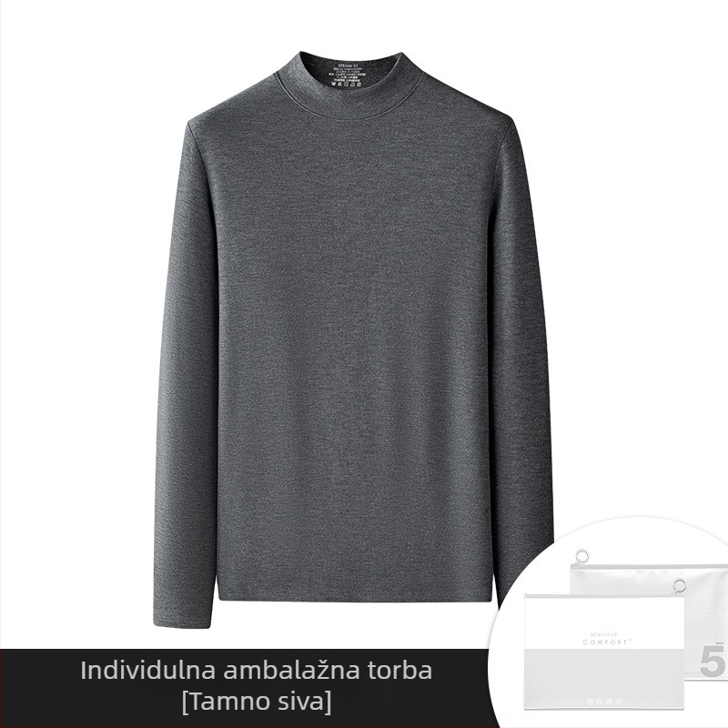 Muški termalni set od viskoze s baršunastom podstavom, ekstra debeli, okrugli ovratnik, dugi rukavi, gornji dio i hlače