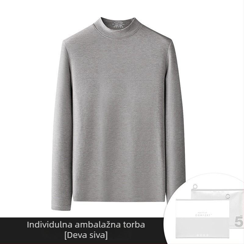 Muški termalni set od viskoze s baršunastom podstavom, ekstra debeli, okrugli ovratnik, dugi rukavi, gornji dio i hlače