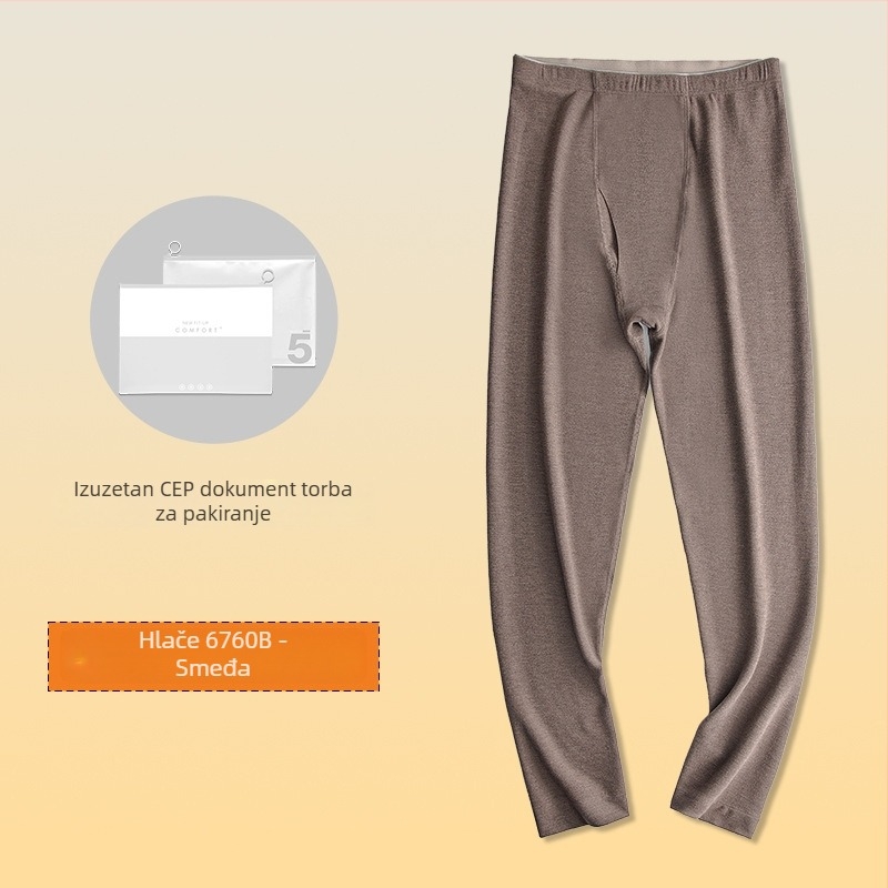 Muški termalni set od viskoze s baršunastom podstavom, ekstra debeli, okrugli ovratnik, dugi rukavi, gornji dio i hlače