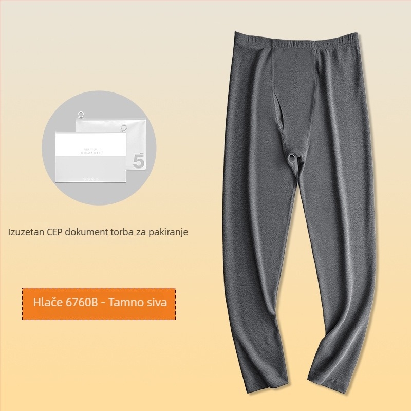 Muški termalni set od viskoze s baršunastom podstavom, ekstra debeli, okrugli ovratnik, dugi rukavi, gornji dio i hlače