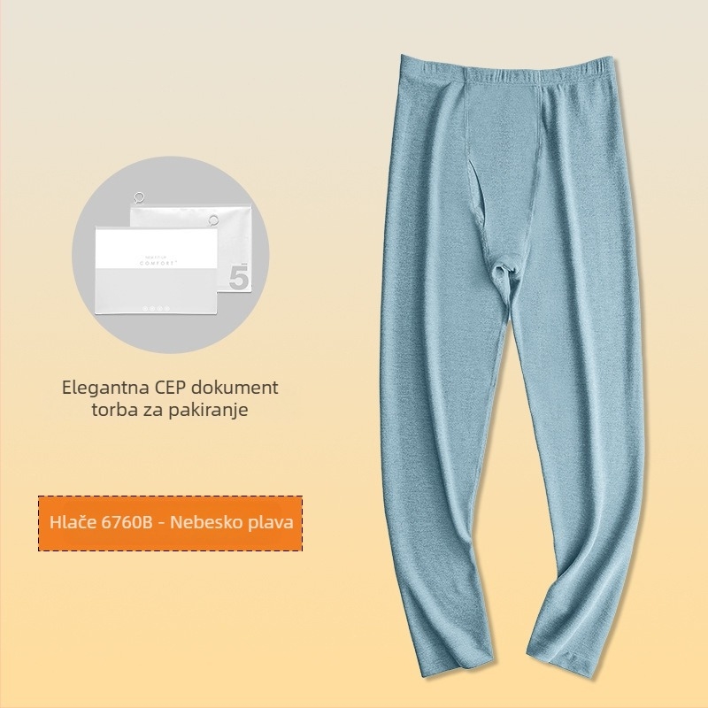 Muški termalni set od viskoze s baršunastom podstavom, ekstra debeli, okrugli ovratnik, dugi rukavi, gornji dio i hlače