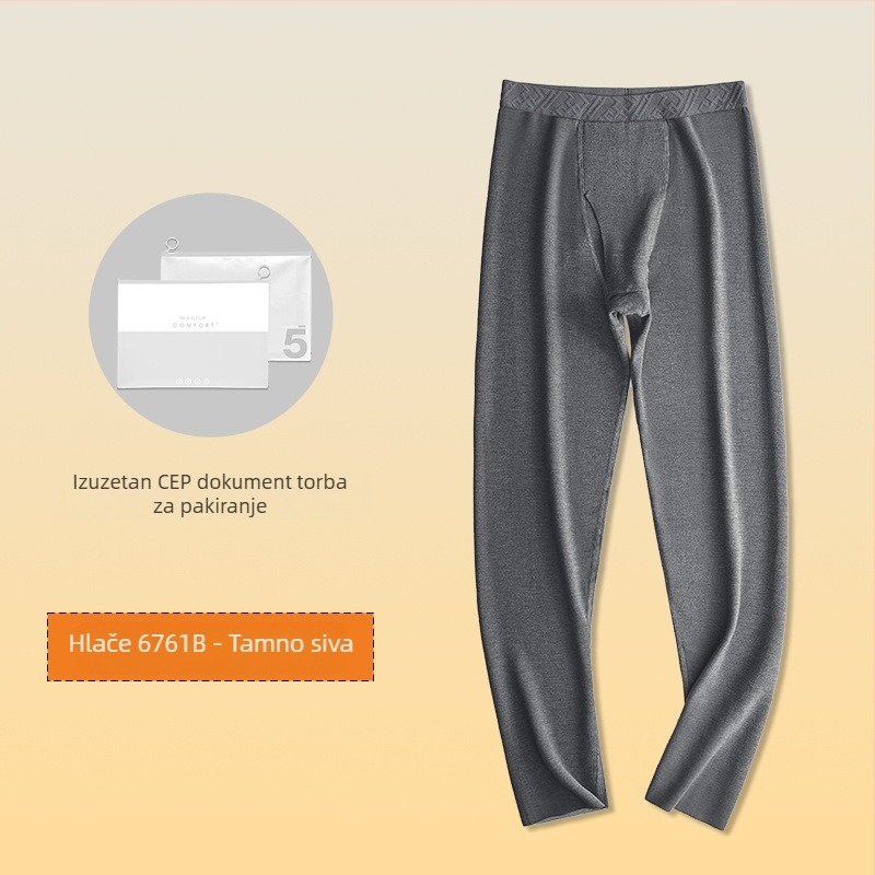 Muški termalni set od viskoze s baršunastom podstavom, ekstra debeli, okrugli ovratnik, dugi rukavi, gornji dio i hlače