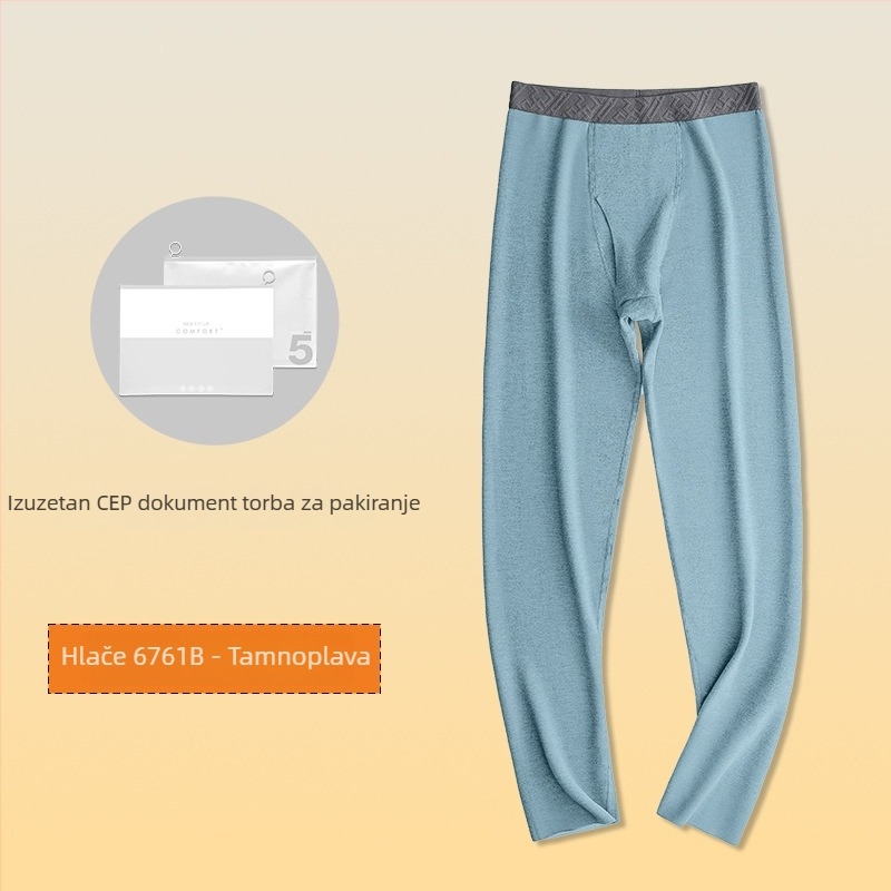 Muški termalni set od viskoze s baršunastom podstavom, ekstra debeli, okrugli ovratnik, dugi rukavi, gornji dio i hlače