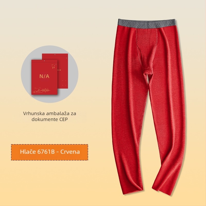 Muški termalni set od viskoze s baršunastom podstavom, ekstra debeli, okrugli ovratnik, dugi rukavi, gornji dio i hlače