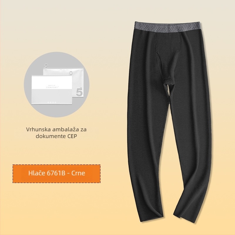 Muški termalni set od viskoze s baršunastom podstavom, ekstra debeli, okrugli ovratnik, dugi rukavi, gornji dio i hlače