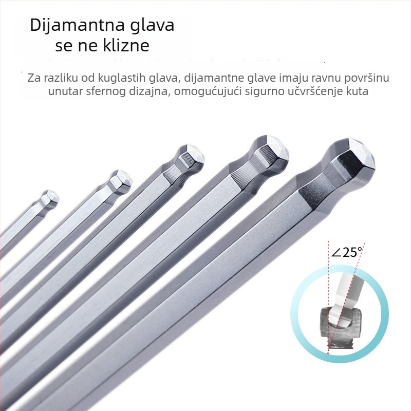 Bailey skup unutrašnjih šestero-ključev, 8 kom, modeli TTR-S7/TTR-S9, SVCM+ materijal, elektroplatiranje