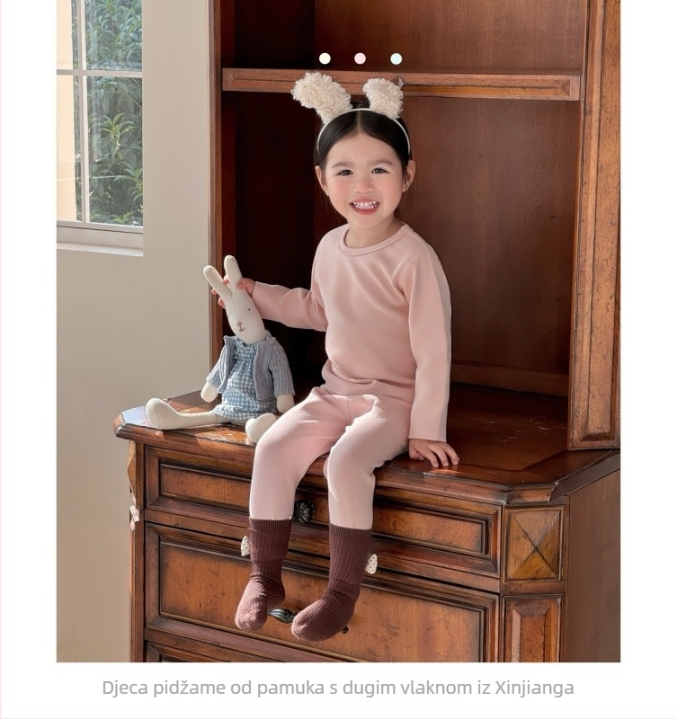 Dječji jesensko-zimski dvodijelni set od 95% pamuka, mekan velur, unisex, za djecu 3–8 godina, antistat i antibakterijski