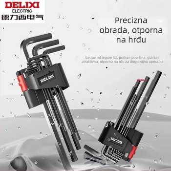 Delixi set imbus ključeva, legura, unutarnji šesterokutni nastavak, visok okretni moment