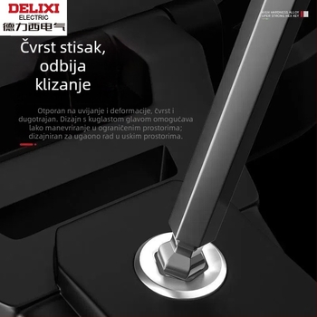 Delixi set imbus ključeva, legura, unutarnji šesterokutni nastavak, visok okretni moment