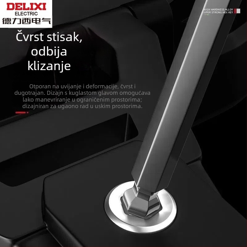 Delixi set imbus ključeva, legura, unutarnji šesterokutni nastavak, visok okretni moment