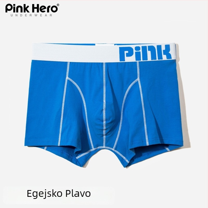 PINKHERO Muške pamukaste bokserice – srednji pojas, jednobojni uzorak, prozračne, antibakterijske, stišću stomak