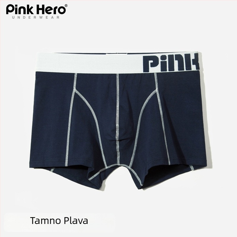 PINKHERO Muške pamukaste bokserice – srednji pojas, jednobojni uzorak, prozračne, antibakterijske, stišću stomak
