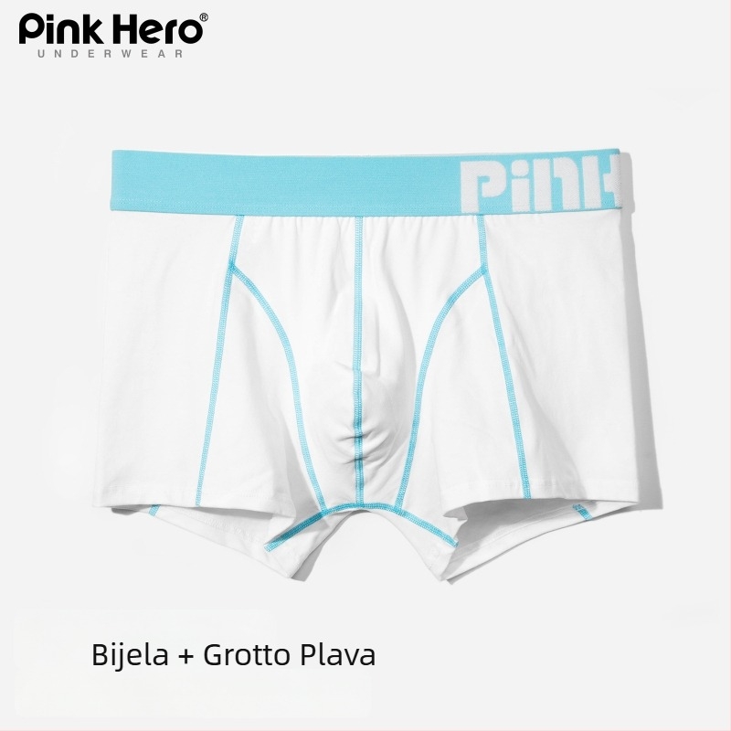 PINKHERO Muške pamukaste bokserice – srednji pojas, jednobojni uzorak, prozračne, antibakterijske, stišću stomak