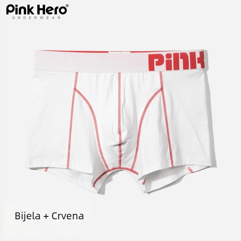PINKHERO Muške pamukaste bokserice – srednji pojas, jednobojni uzorak, prozračne, antibakterijske, stišću stomak