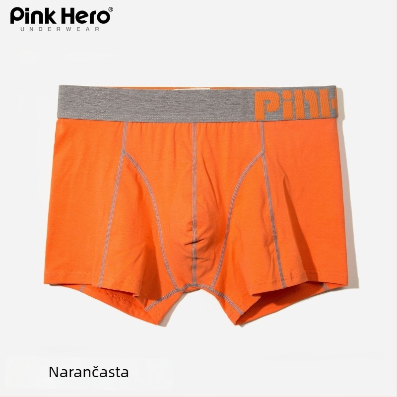 PINKHERO Muške pamukaste bokserice – srednji pojas, jednobojni uzorak, prozračne, antibakterijske, stišću stomak