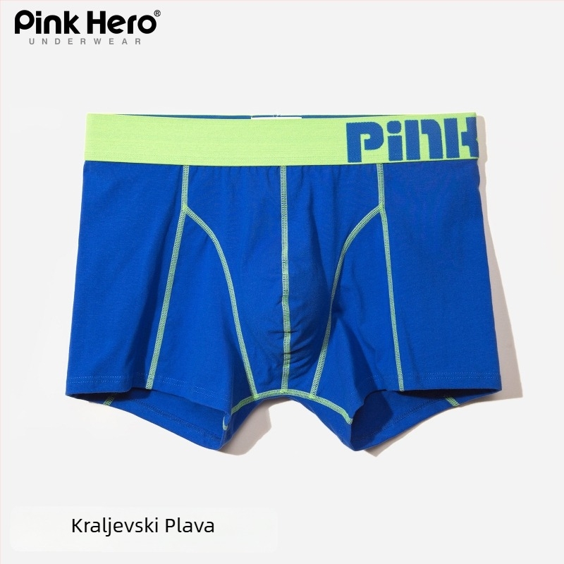 PINKHERO Muške pamukaste bokserice – srednji pojas, jednobojni uzorak, prozračne, antibakterijske, stišću stomak