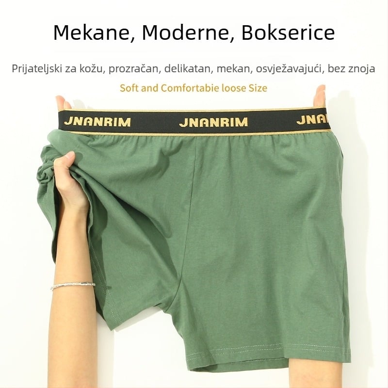 Muške bokserice od pamuka, ležernog kroja, jednobojne, prozračne, srednji struk