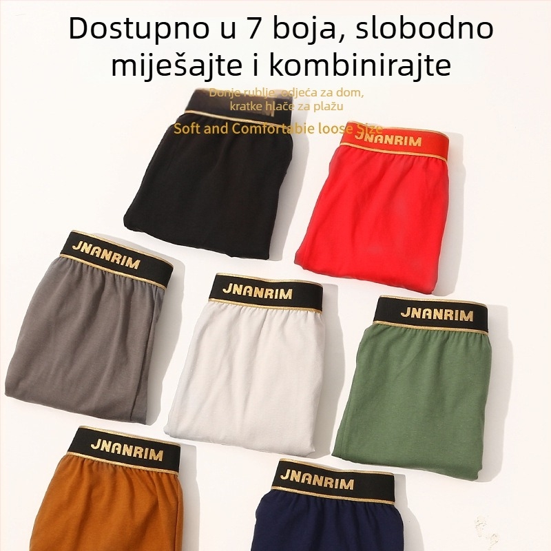 Muške bokserice od pamuka, ležernog kroja, jednobojne, prozračne, srednji struk