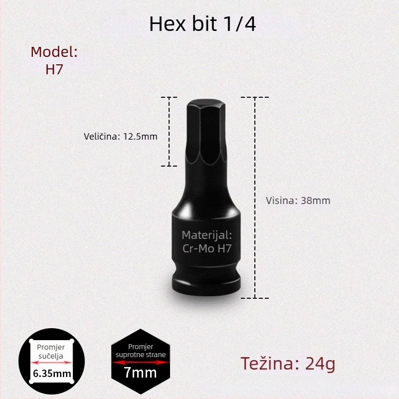 Galic pneumatski brzi odvijač s šesterokutnim socketom, kromomolibden čelik, Zhejiang podrijetlo