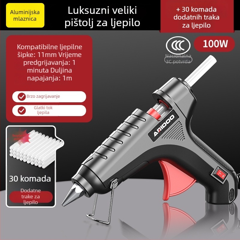 Pistol za topljeno ljepilo, promjera 11 mm, snažan, ručni, za kućnu uporabu, Airuidun