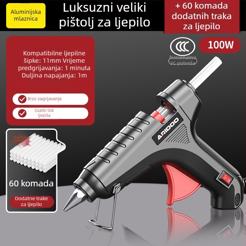 Pistol za topljeno ljepilo, promjera 11 mm, snažan, ručni, za kućnu uporabu, Airuidun