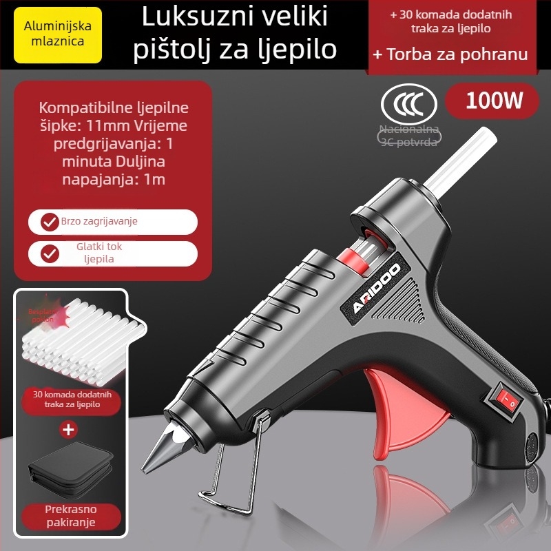Pistol za topljeno ljepilo, promjera 11 mm, snažan, ručni, za kućnu uporabu, Airuidun