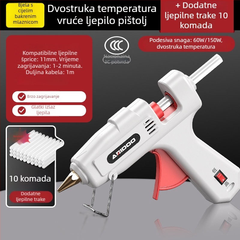 Pistol za topljeno ljepilo, promjera 11 mm, snažan, ručni, za kućnu uporabu, Airuidun