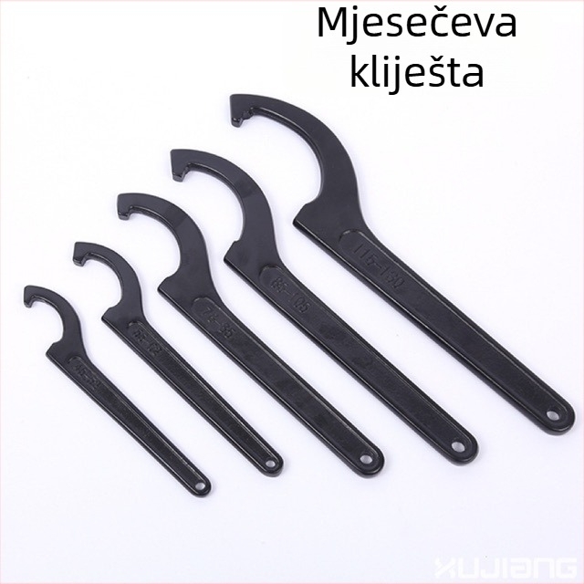 Kuka-glava s polumjesecom, amortizirajući vodovodni alat za popravke poklopca vodomjera; Materijal: 45# čelik; Dizajn: bočna rupa za kružnu maticu