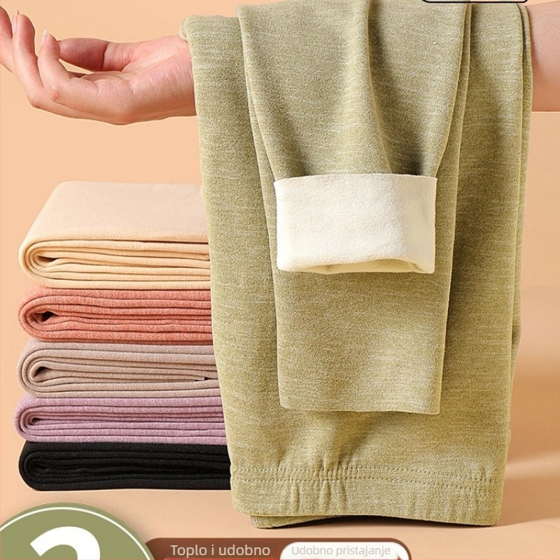 Termalne hlače s grijanom vlaknom i spandeksom, opušten kroj, srednja debljina, zadržavaju toplinu