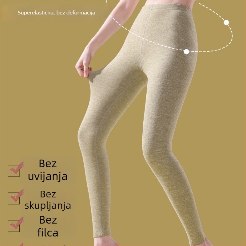 Termalne hlače s grijanom vlaknom i spandeksom, opušten kroj, srednja debljina, zadržavaju toplinu